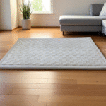 3D Beige Checked Bliss Memory Foam Sensory Djinn Rug – 100 x 150 cm